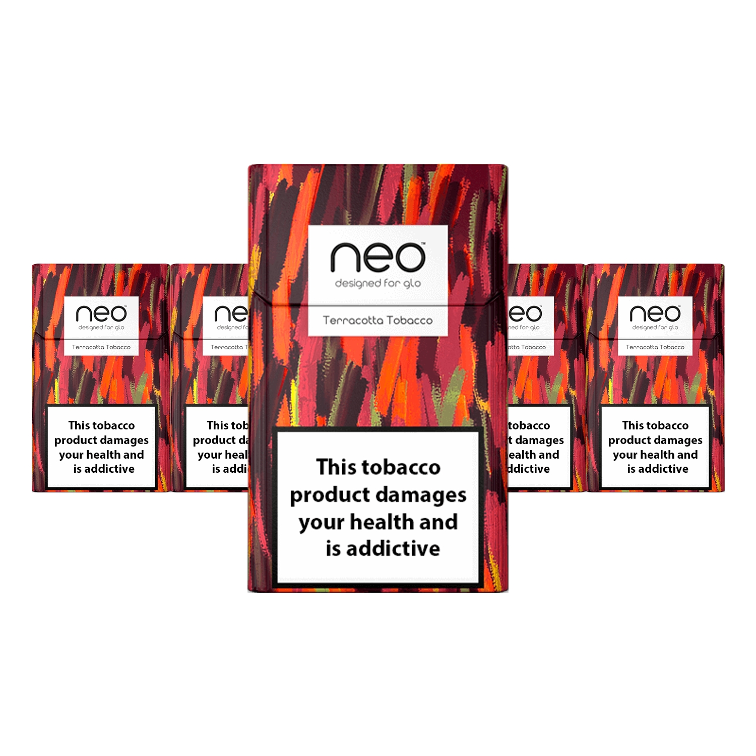 NEO Terracotta Tobacco heatsticks til Glo, jordlig tobakssmag, terrakottafarvet emballage