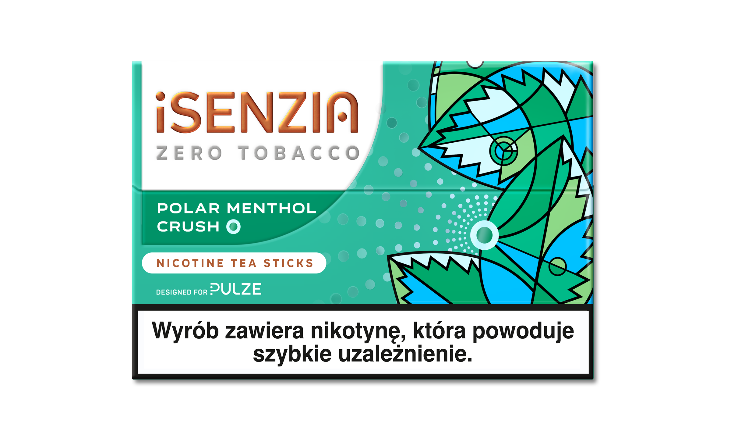 Bâtonnets iSENZIA Polar Menthol Crush pour Pulze, saveur mentholée intense, packaging bleu glacé