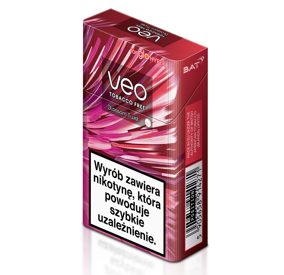 VEO Blossom Twist heatsticks till Glo, blomsterinspirerad smak, rosa förpackning