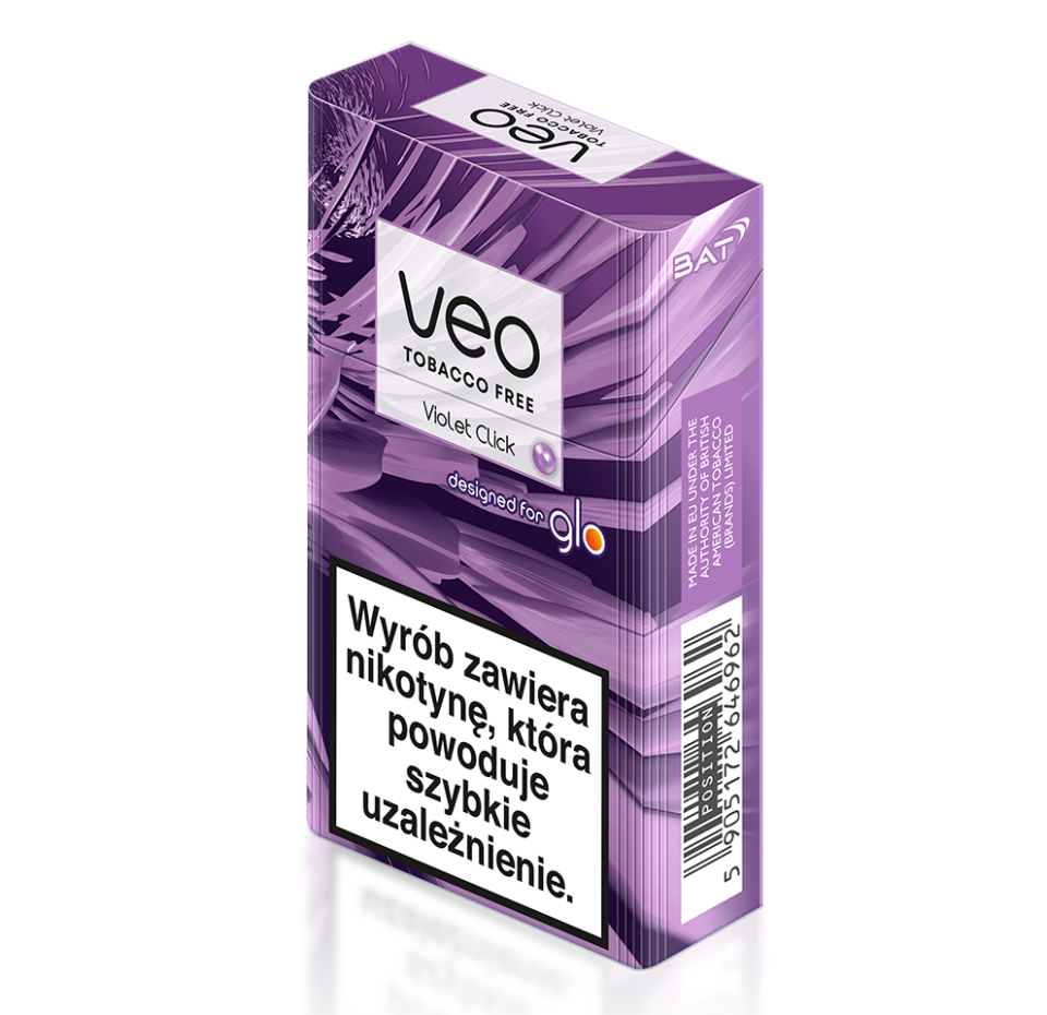 VEO Violet Click heatsticks til Glo, floral smak, fiolett emballasje